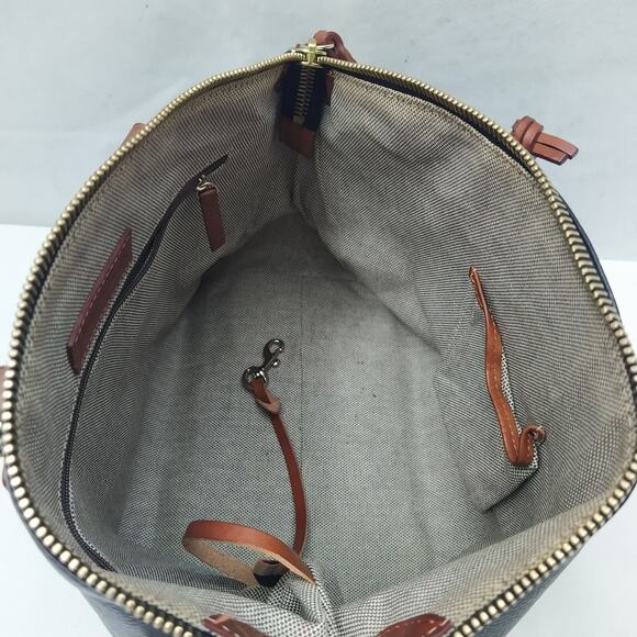 Dooney & Bourke Black Pebbled Leather Double Handles Zipper Satchel Shoulder Bag - Picture 11 of 16